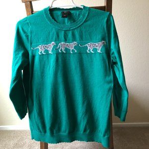 Ann Taylor Factory 3/4 Sleeve Green Sweater - Large Petite (LP)